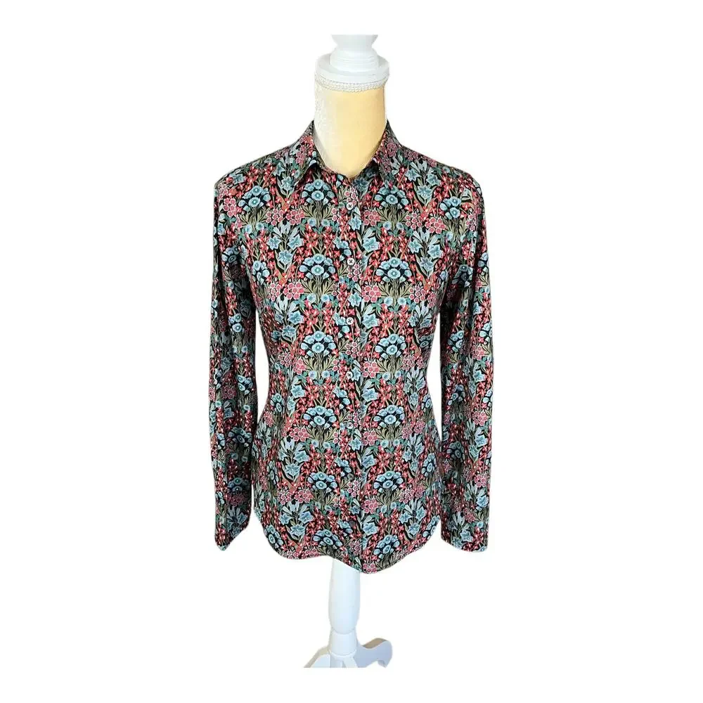 J Crew Liberty Fabric Primrose Floral Button Down Shirt Size 0